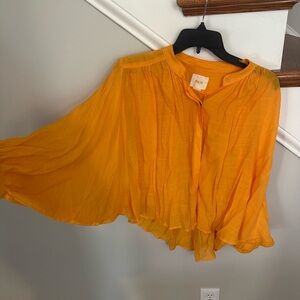Flowy Orange/Yellow Women's Dolman Sleeve Top